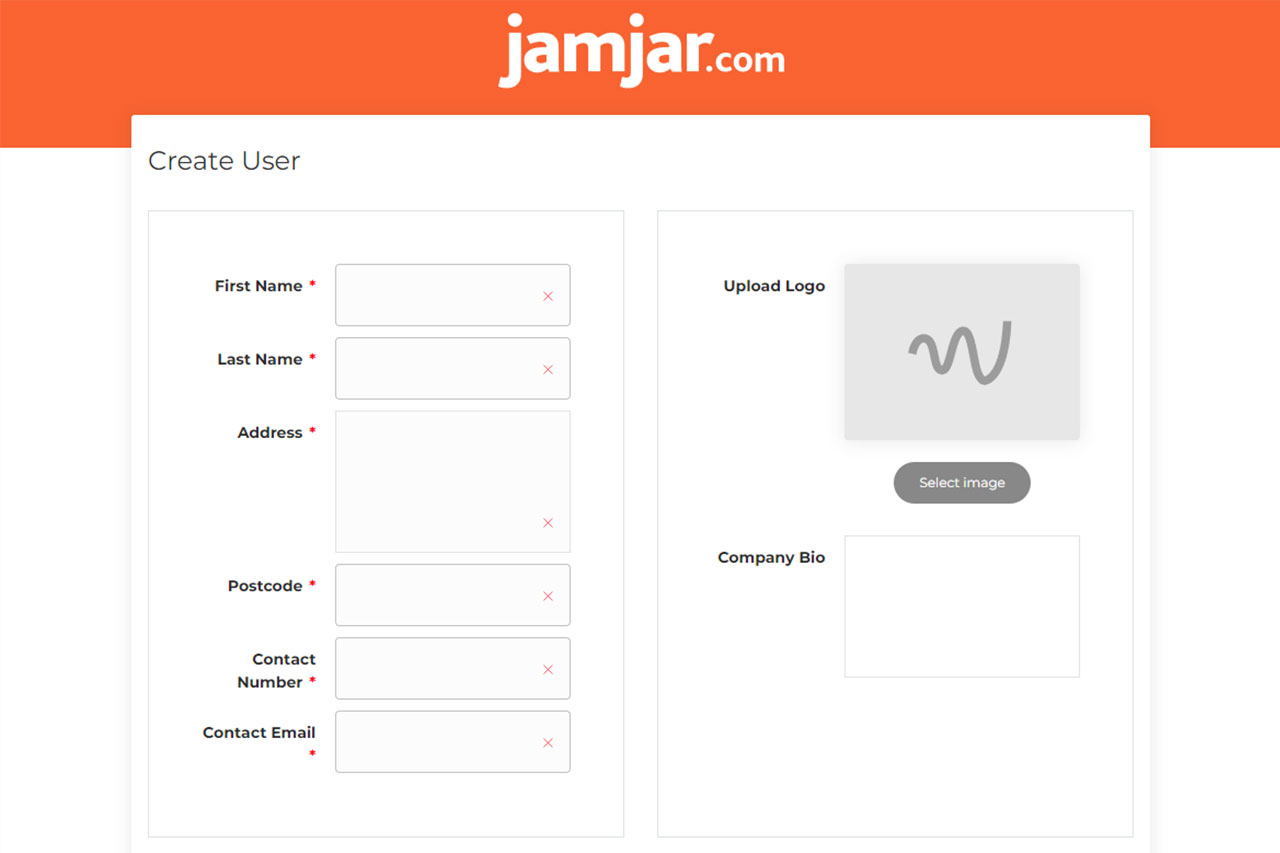 Jam Jar - Create user