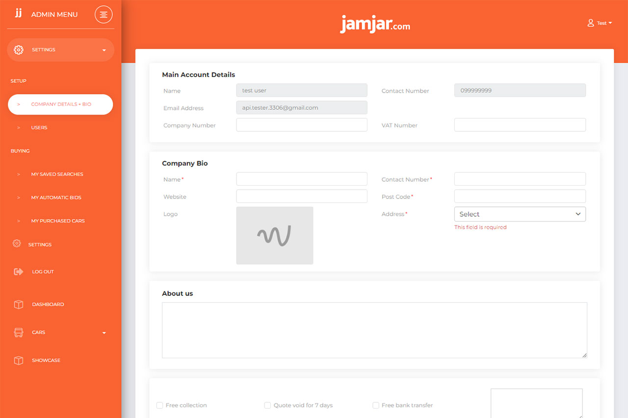 Jam Jar - Partner settings